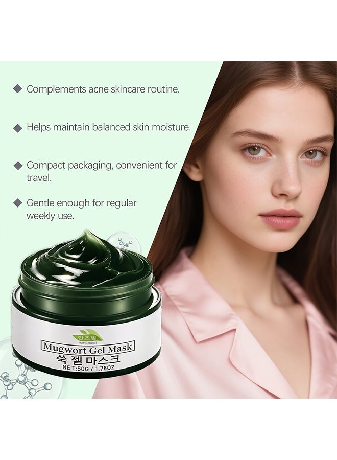 HANCHOBIT Mugwort Gel Mask - Gentle and Moisturizing for Clearing Acne-Prone Skin, Deeply Cleansing Pores, Hydrating and Nourishing, Sleep Mask 50g - Image 5